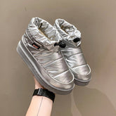 Metallic Drawstring Design Thermal Lined Snow Boots